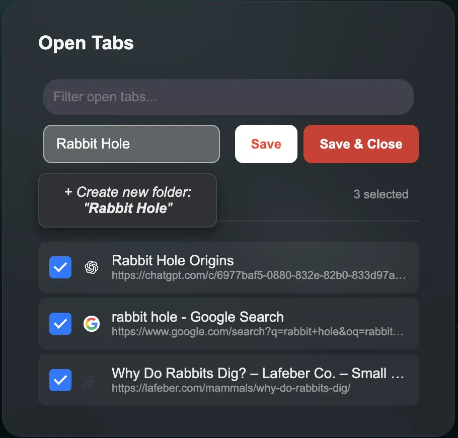 Open Tabs Feature
